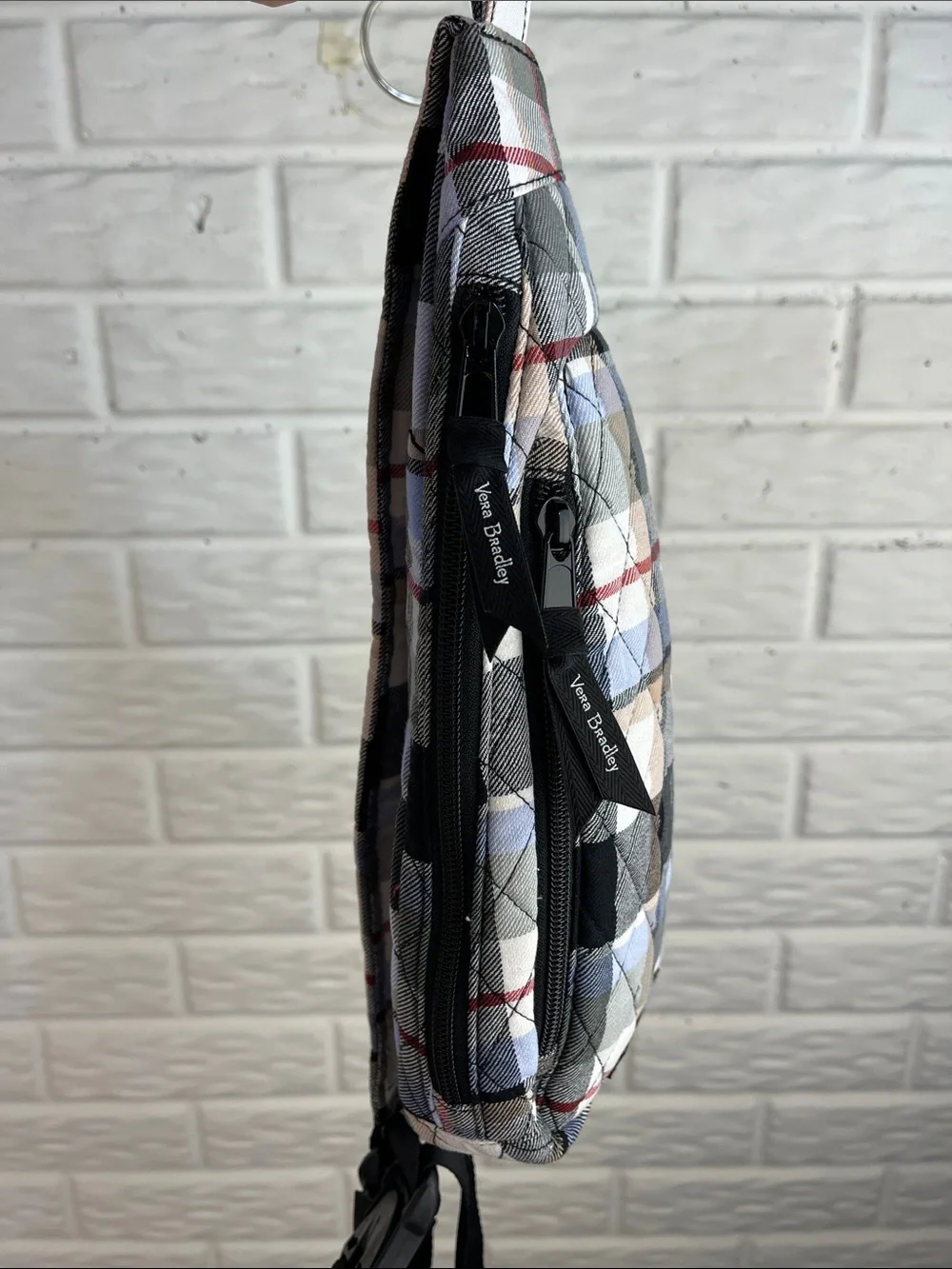 VERA BRADLEY ESSENTIAL SLING BAG PLAID QUILTED SMALL BACKPACK NWOT